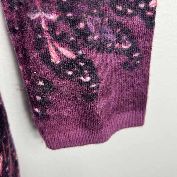 Talbots Woman Purple Paisley Wool Blend Open Cardigan Size X Lambswool - Picture 7 of 10